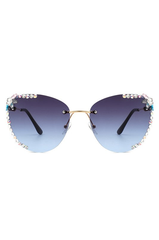 Rimless Rhinestone Fashion Cat Eye Sunglasses king-general-store-5710.myshopify.com