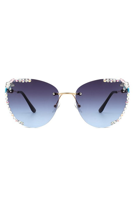 Rimless Rhinestone Fashion Cat Eye Sunglasses king-general-store-5710.myshopify.com