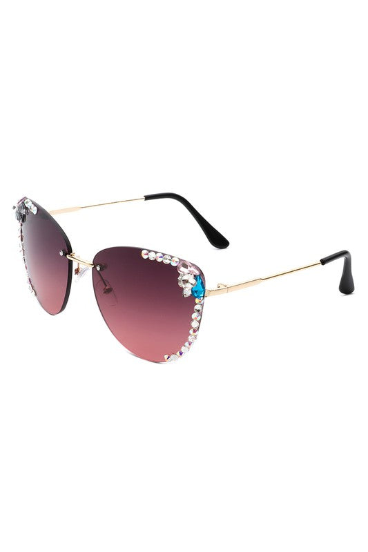 Rimless Rhinestone Fashion Cat Eye Sunglasses king-general-store-5710.myshopify.com