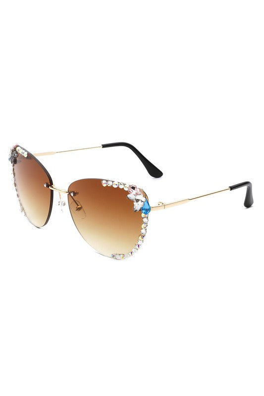 Rimless Rhinestone Fashion Cat Eye Sunglasses king-general-store-5710.myshopify.com