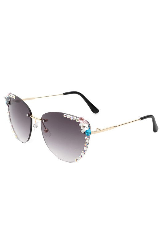 Rimless Rhinestone Fashion Cat Eye Sunglasses king-general-store-5710.myshopify.com