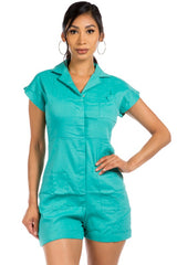 Teal Front Button Romper king-general-store-5710.myshopify.com