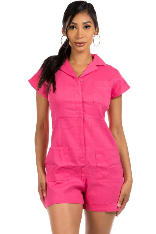 Pink Button Up Romper king-general-store-5710.myshopify.com