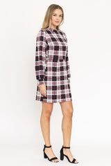 High Neck Plaid Sheath Mini Dress