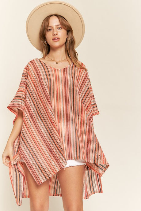 Colorful Vertical Striped Poncho king-general-store-5710.myshopify.com