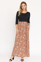 Quarter Sleeve Floral Maxi Dress