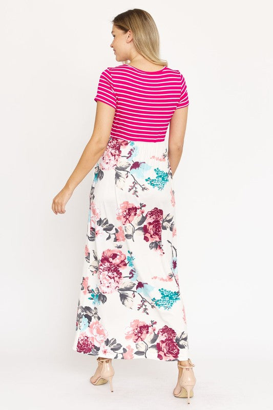 Short Sleeve Floral Maxi Dress