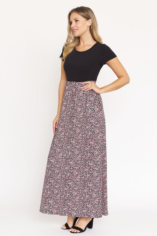 Short Sleeve Floral Maxi Dress