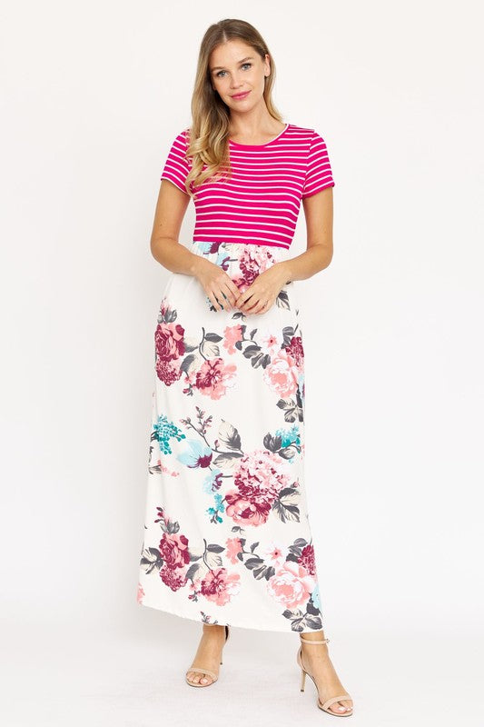 Short Sleeve Floral Maxi Dress