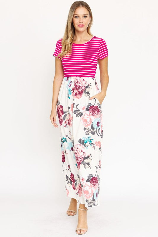 Short Sleeve Floral Maxi Dress