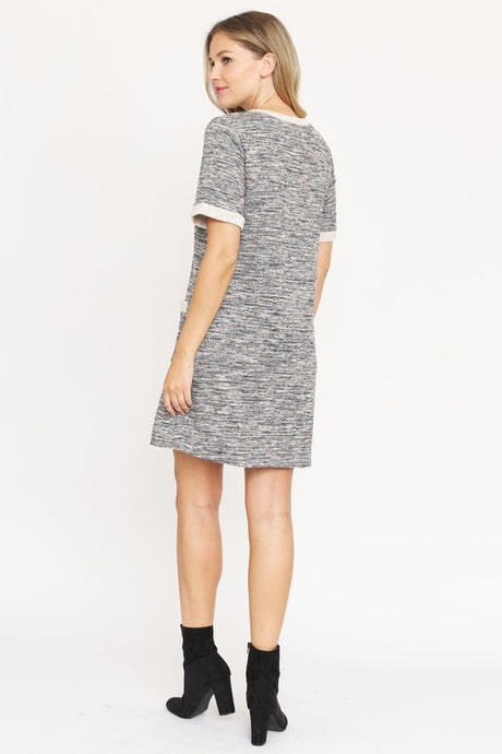 Preppy Tweed Shift Mini Dress