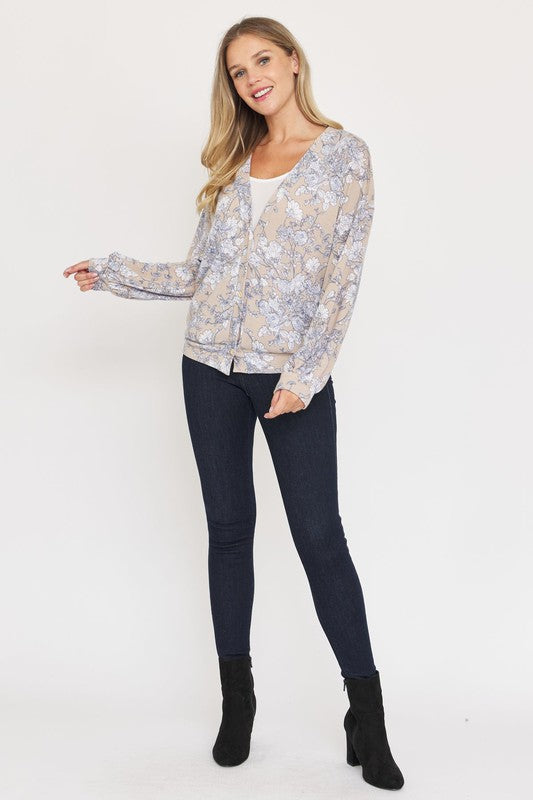 Plus Floral Button Drop Shoulder Cardigan king-general-store-5710.myshopify.com