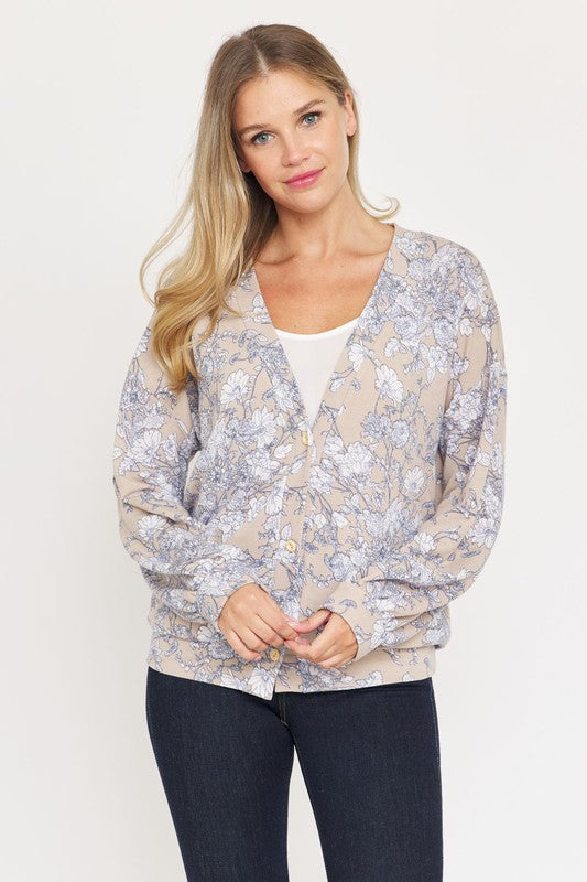 Plus Floral Button Drop Shoulder Cardigan king-general-store-5710.myshopify.com