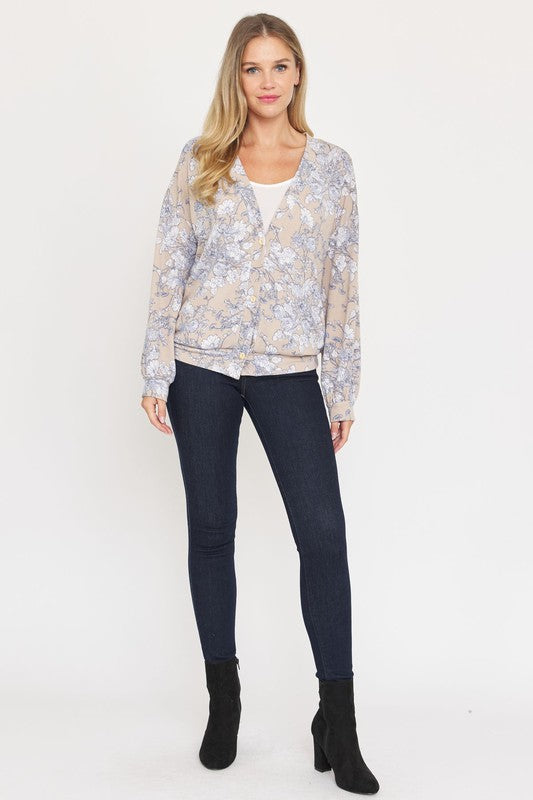 Plus Floral Button Drop Shoulder Cardigan king-general-store-5710.myshopify.com