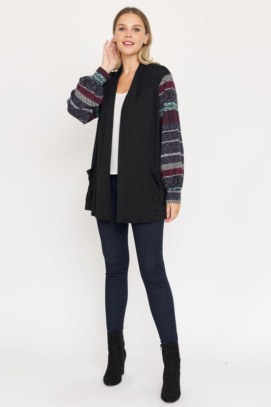 Bishop Sleeve Open Cardigan With Pockets king-general-store-5710.myshopify.com