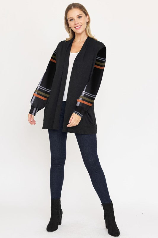 Bishop Sleeve Open Cardigan With Pockets king-general-store-5710.myshopify.com