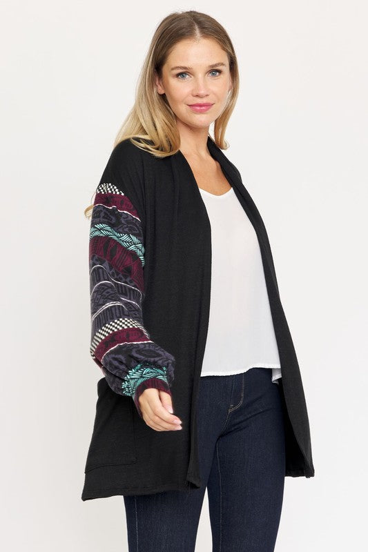 Bishop Sleeve Open Cardigan With Pockets king-general-store-5710.myshopify.com