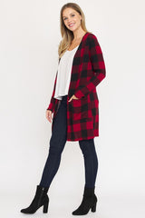 Long Buffalo Plaid Open Cardigan king-general-store-5710.myshopify.com