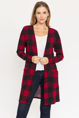 Long Buffalo Plaid Open Cardigan king-general-store-5710.myshopify.com