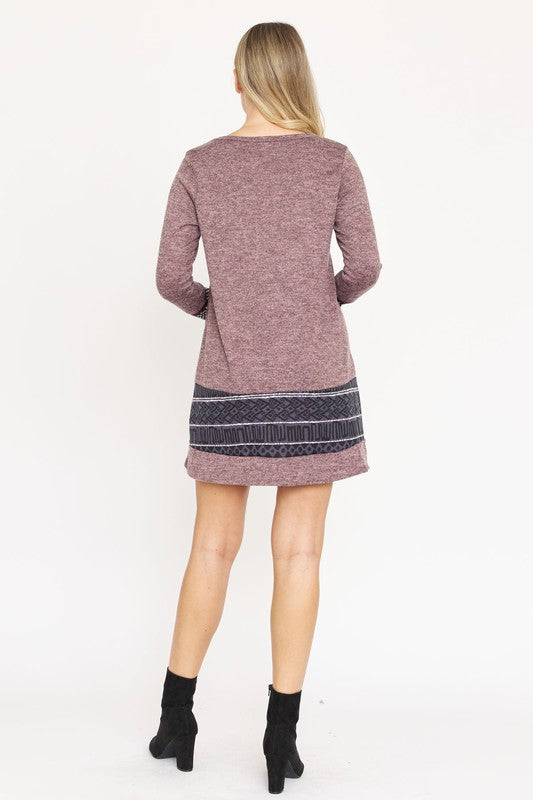 Nordic Print Knit Mini Dress