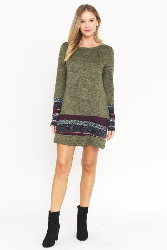 Nordic Print Knit Mini Dress