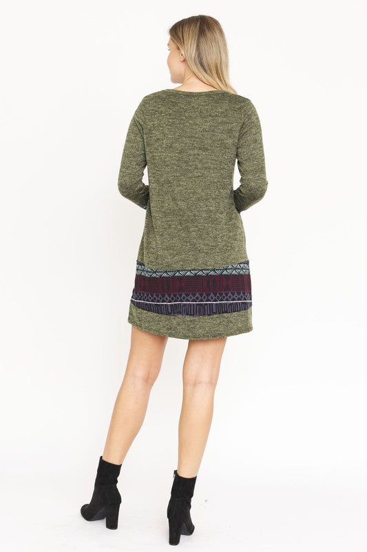 Nordic Print Knit Mini Dress