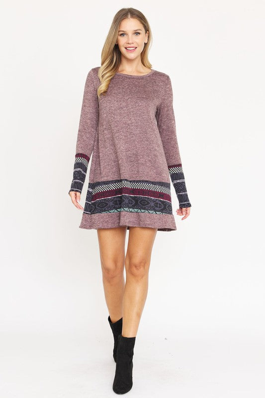 Nordic Print Knit Mini Dress