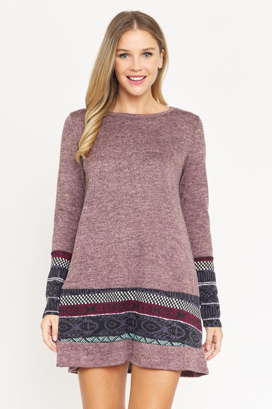 Nordic Print Knit Mini Dress