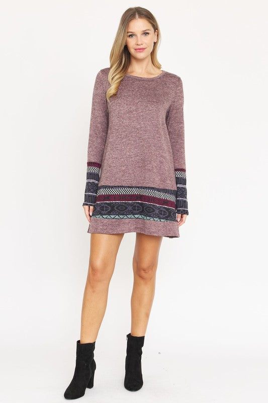 Nordic Print Knit Mini Dress