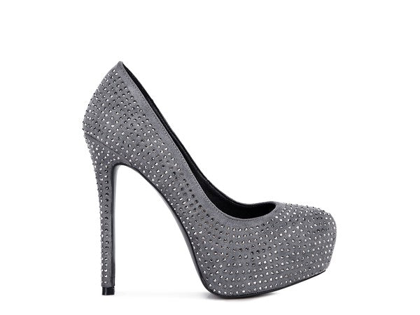 CLARISSE Diamante Faux Suede high Heeled Pumps king-general-store-5710.myshopify.com