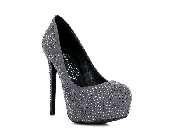 CLARISSE Diamante Faux Suede high Heeled Pumps king-general-store-5710.myshopify.com