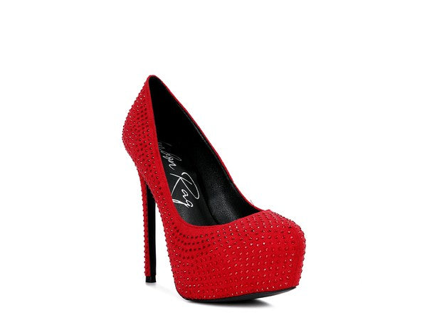 CLARISSE Diamante Faux Suede high Heeled Pumps king-general-store-5710.myshopify.com