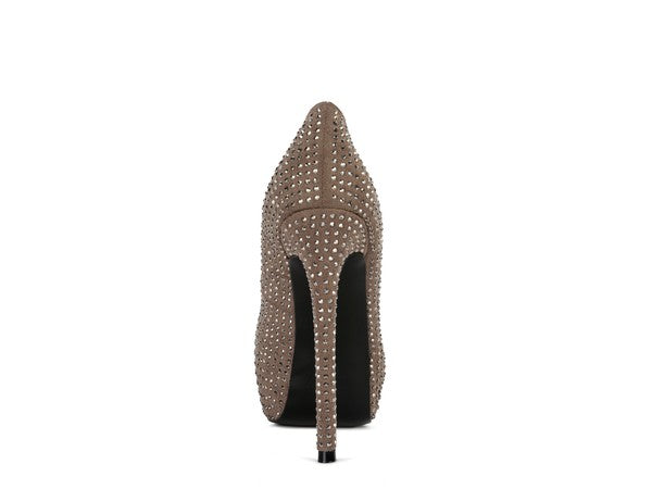 CLARISSE Diamante Faux Suede high Heeled Pumps king-general-store-5710.myshopify.com