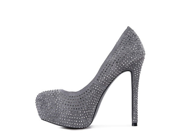 CLARISSE Diamante Faux Suede high Heeled Pumps king-general-store-5710.myshopify.com