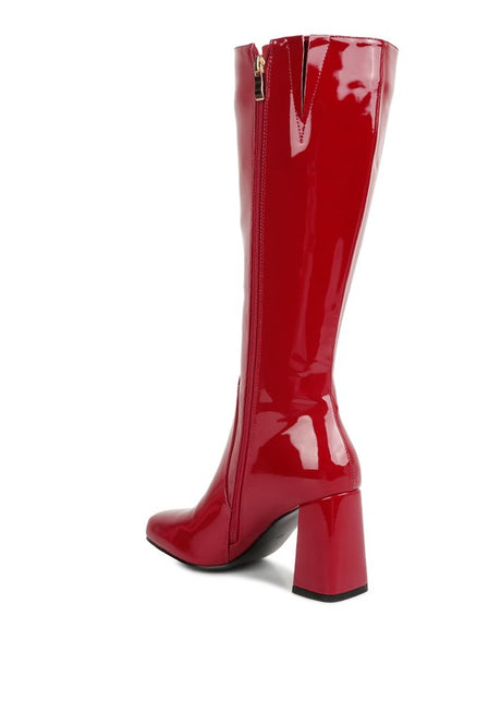 HYPNOTIZE Patent PU Block Heeled Calf Boots king-general-store-5710.myshopify.com