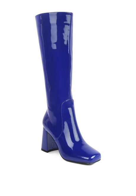 HYPNOTIZE Patent PU Block Heeled Calf Boots king-general-store-5710.myshopify.com