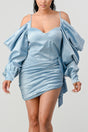 Athina Elegant Puff Shoulder Satin Mini Dress king-general-store-5710.myshopify.com