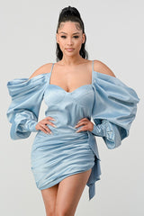 Athina Elegant Puff Shoulder Satin Mini Dress king-general-store-5710.myshopify.com