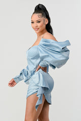 Athina Elegant Puff Shoulder Satin Mini Dress king-general-store-5710.myshopify.com