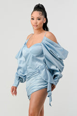 Athina Elegant Puff Shoulder Satin Mini Dress king-general-store-5710.myshopify.com