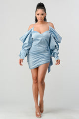 Athina Elegant Puff Shoulder Satin Mini Dress king-general-store-5710.myshopify.com