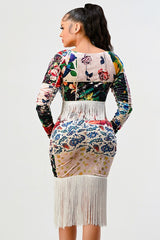 Athina Multi Print Crop fringe Top & Skirt Set king-general-store-5710.myshopify.com