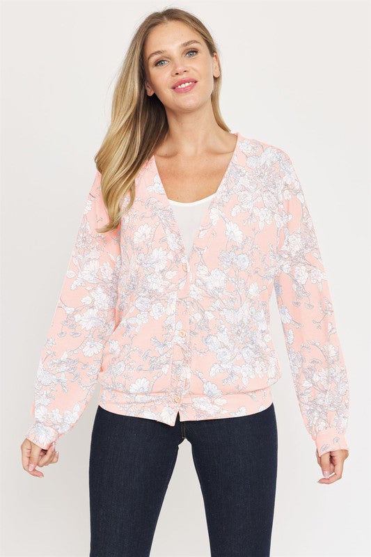 Plus Floral Button Drop Shoulder Cardigan king-general-store-5710.myshopify.com