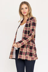 Plaid Contrast Elbow Patch Cardigan king-general-store-5710.myshopify.com