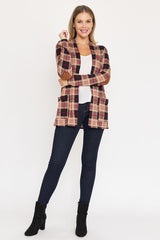 Plaid Contrast Elbow Patch Cardigan king-general-store-5710.myshopify.com