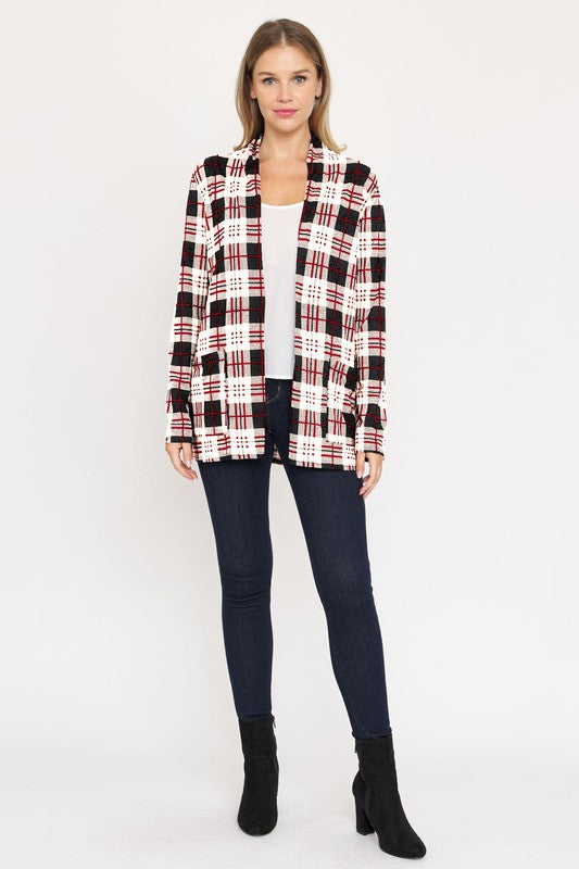 Plaid Contrast Elbow Patch Cardigan king-general-store-5710.myshopify.com