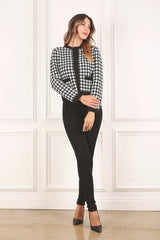 Black Check Knitted Jacket king-general-store-5710.myshopify.com