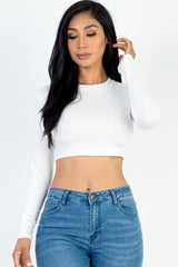 Crew Neck Long Sleeve Cropped Top king-general-store-5710.myshopify.com