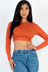 Crew Neck Long Sleeve Cropped Top king-general-store-5710.myshopify.com