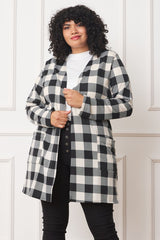 Long Buffalo Plaid Open Cardigan